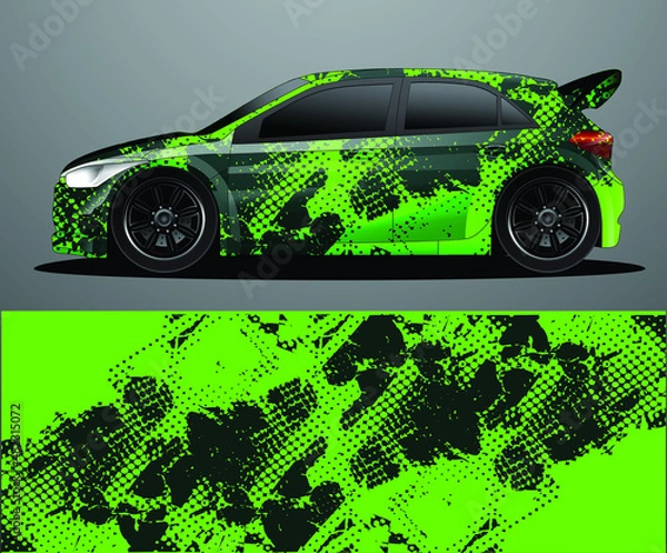 Obraz  Rally car decal graphic wrap vector, abstract background