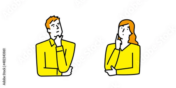 Obraz 男性と女性の考えるポーズ