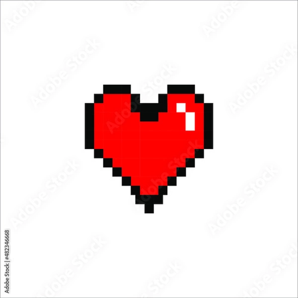Fototapeta pixel heart icon, vector, illustration, 10 eps