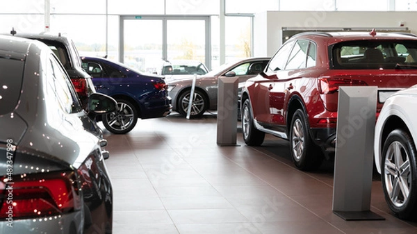 Obraz place of sale of premium class cars in a car dealership