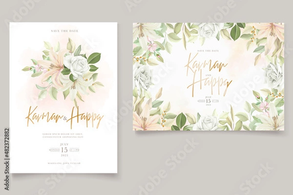 Obraz Hand drawn lily wedding card set