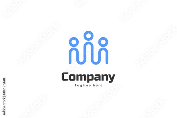 Fototapeta Modern wave people group logo design vector template