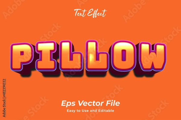 Fototapeta Pillow text effect. editable and easy to use. premium vector