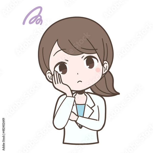 Fototapeta 白衣姿で悩む若い女性