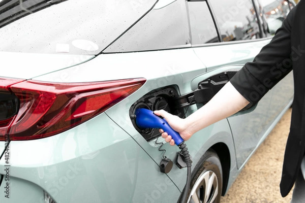 Fototapeta 電気自動車の充電　EV 