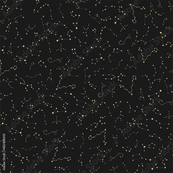 Fototapeta Background vector space image with a pattern of constellations and stars