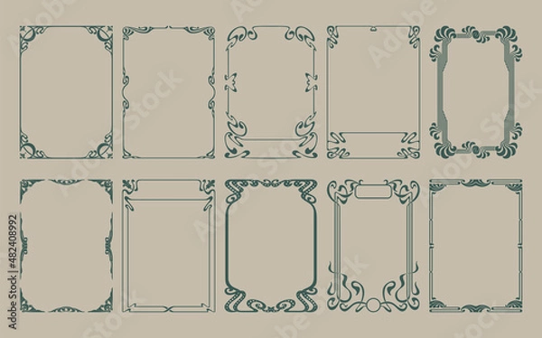 Obraz Art Nouveau Frames, 1900s - 1920s Style Decorative Ornate Borders, Templates for Retro Posters, Covers, Illustrations