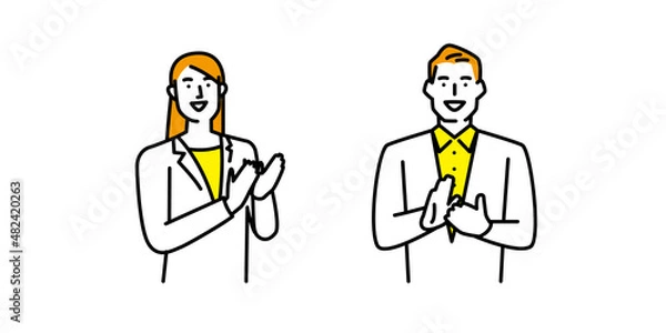 Obraz 拍手して喜ぶ男性と女性