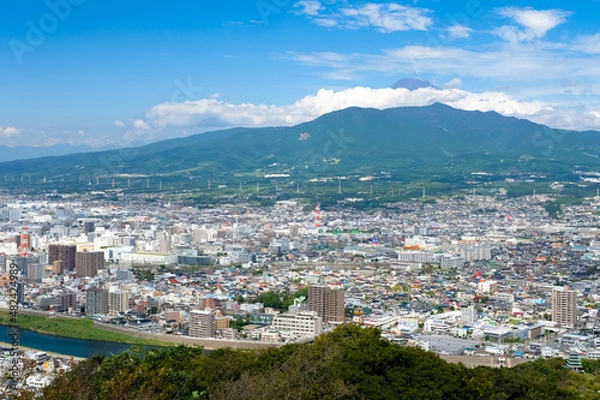 Fototapeta 静岡県沼津市 香貫山公園からの富士山と沼津の街並み