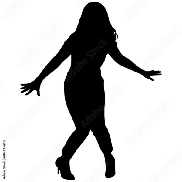 Obraz Black silhouette of a slender dancing girl