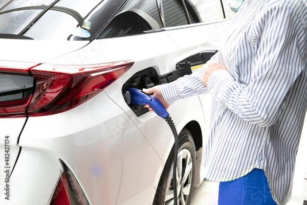 Fototapeta 電気自動車の充電　EV