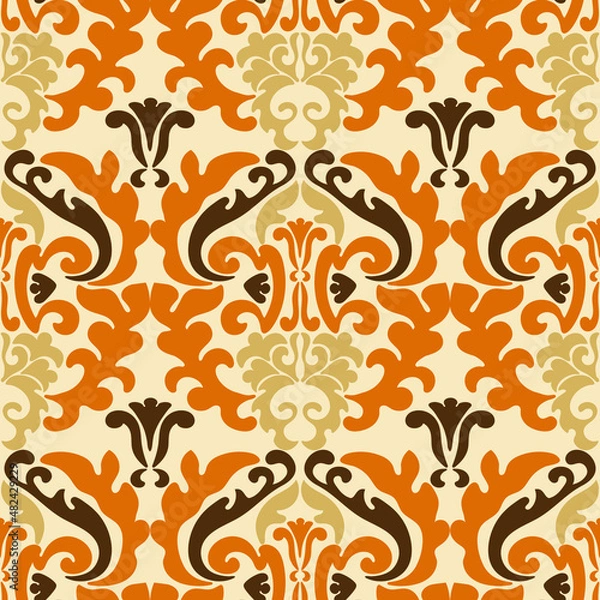 Obraz Damask seamless pattern in vector, colored ornament 