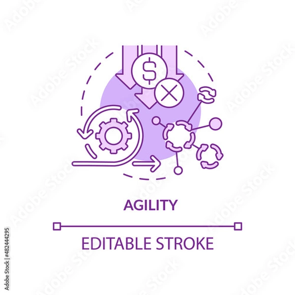 Obraz Agility purple concept icon. Application feature. Programming app. Web 3 0 abstract idea thin line illustration. Isolated outline drawing. Editable stroke. Arial, Myriad Pro-Bold fonts used