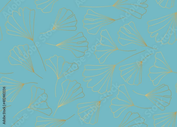 Fototapeta golden gingko leaves seamless pattern- vector illustration