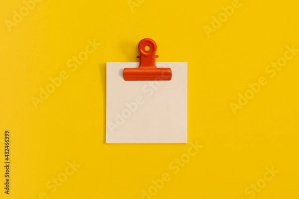 Fototapeta Mock up sticky notes on yellow background. Business concept, strategy, planning