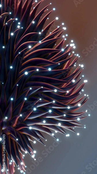 Fototapeta Abstract tentacles with glowing dots