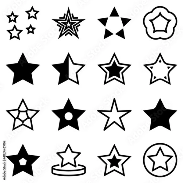 Fototapeta Stars Flat Icon Set Isolated On White Background