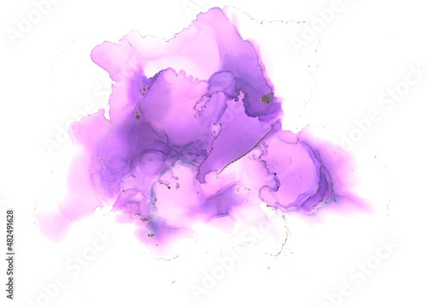 Fototapeta Abstract background from overflows of spirit ink. Chaotic blending, golden edging, artistic layering of ink layers