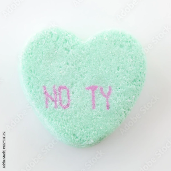Obraz Conversation hearts on white background flat lay.