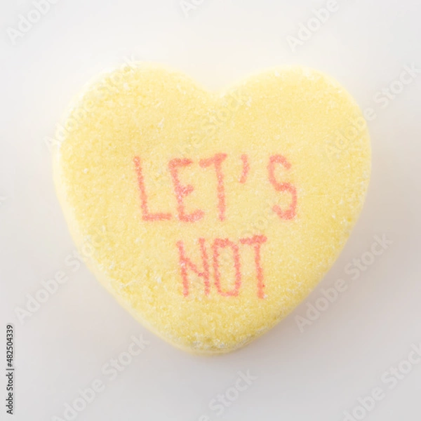 Obraz Conversation hearts on white background flat lay.