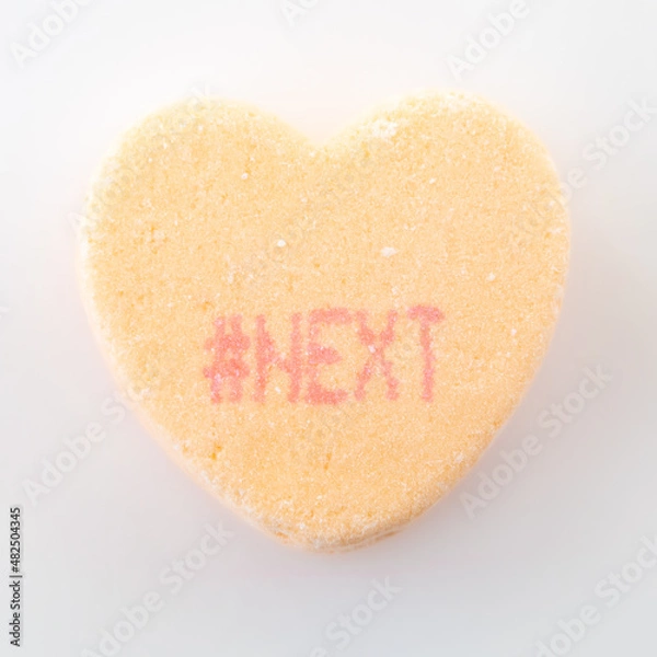 Obraz Conversation hearts on white background flat lay.