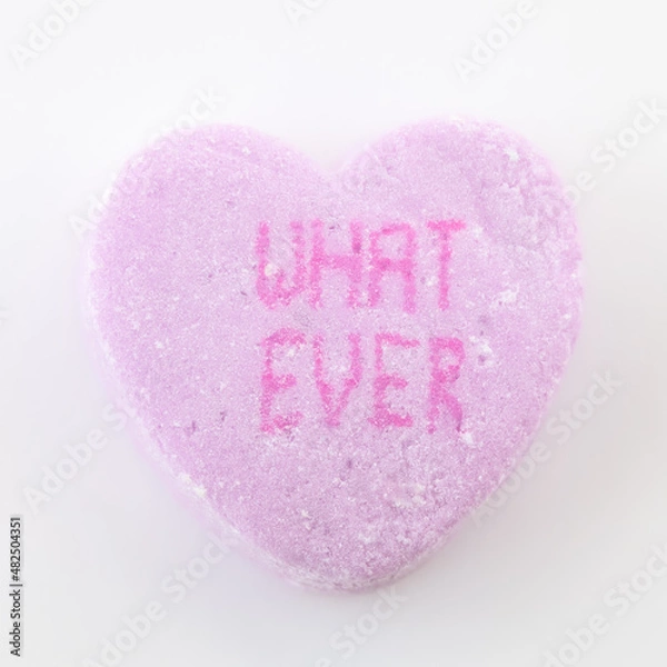 Obraz Conversation hearts on white background flat lay.