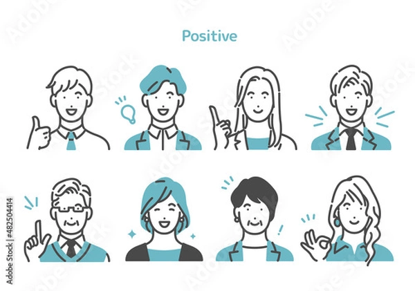 Obraz ポジティブなビジネスパーソンの上半身セット