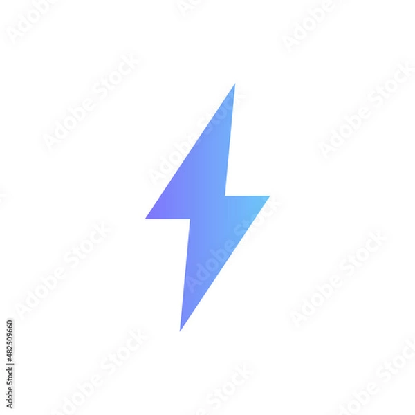 Fototapeta Lightning, electric power vector icon with gradient