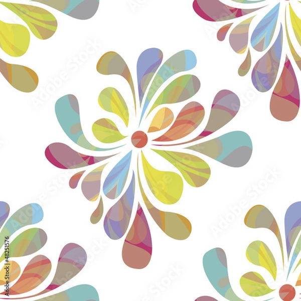 Fototapeta Colorful floral seamless over white background