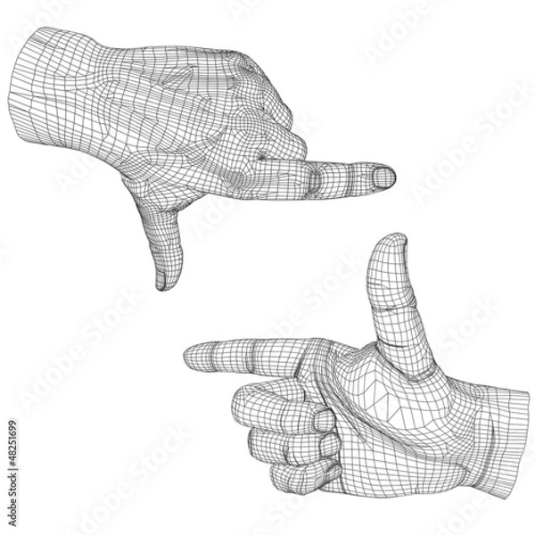 Obraz High resolution conceptual 3D cyber wireframe human hand