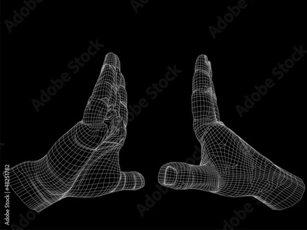 Obraz High resolution conceptual 3D cyber wireframe human hand