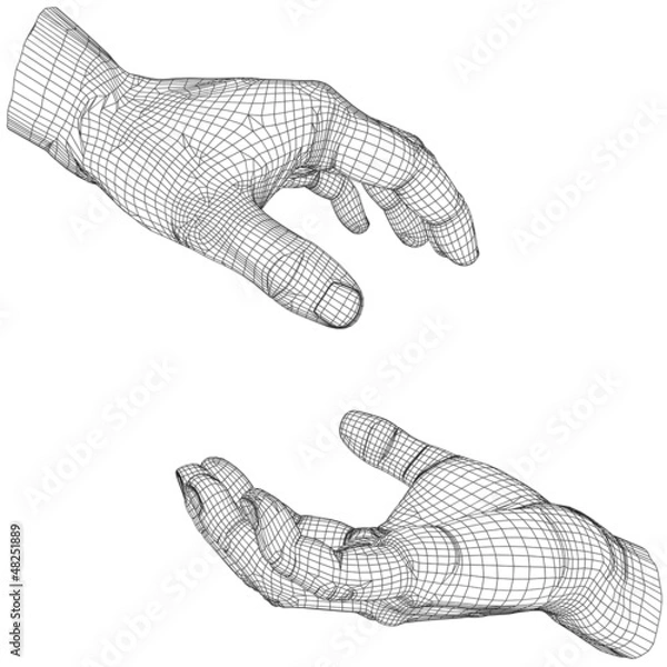 Obraz High resolution conceptual 3D cyber wireframe human hand