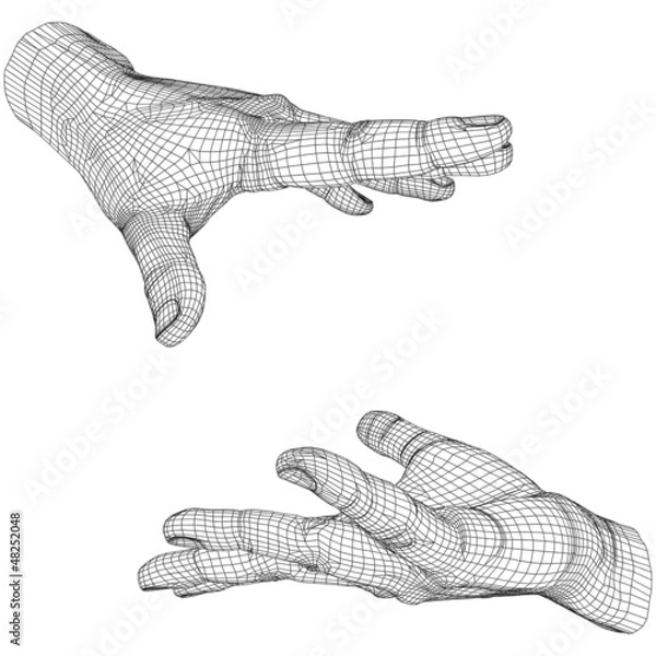 Obraz High resolution conceptual 3D cyber wireframe human hand
