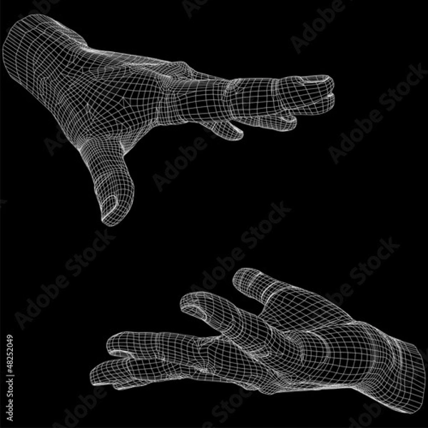Obraz High resolution conceptual 3D cyber wireframe human hand