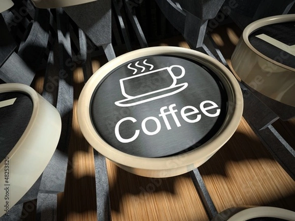 Obraz Typewriter with Coffee button, vintage