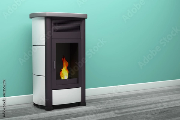 Obraz pellet stove fireplacen 3d illustration