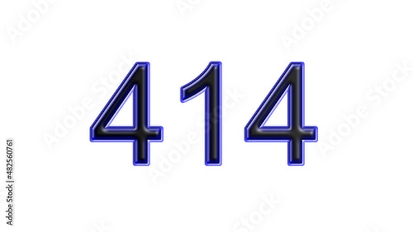 Obraz blue 414 number 3d effect white background