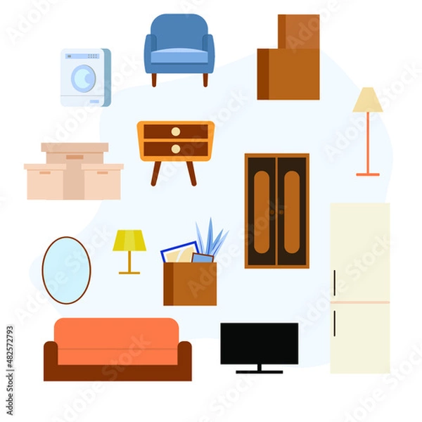 Obraz Set of the concept of moving house