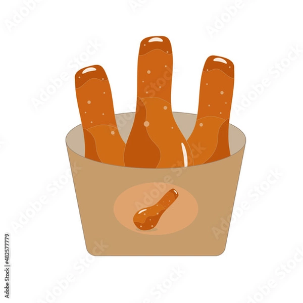 Fototapeta Fried chicken drumsticks vector drawing on a white background isolated