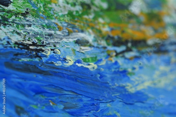 Obraz water drops on green leaf