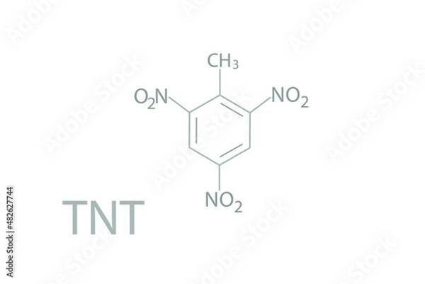 Fototapeta Trinitrotoluene(TNT)  molecular skeletal chemical formula.	