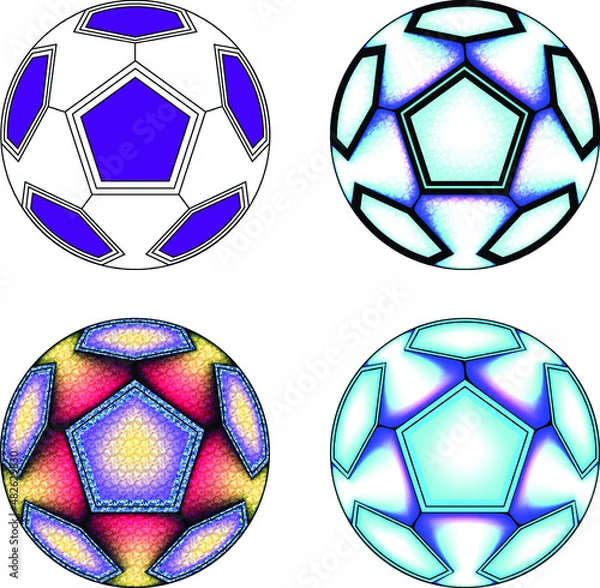Obraz Set of icons of soccer balls. Vector graphics for logo design, avatars, sports.