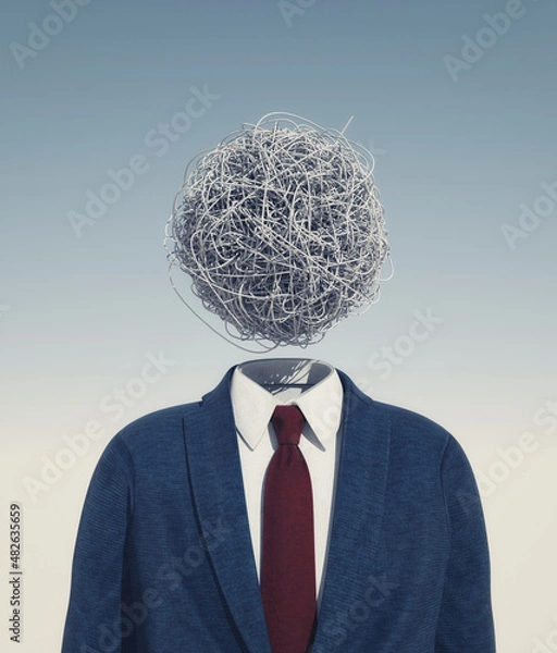 Fototapeta Headless businessman with chaotic wires.