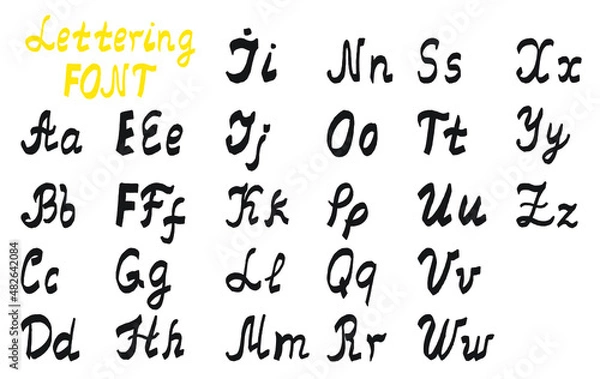 Fototapeta Hand-drawn alphabet. Lettering alphabet in vector.
Bold hand-drawn letters.