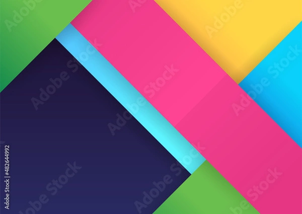Fototapeta Modern colorful abstract geometric background. Minimal trendy geometric background. Presentation title slide design template with dynamic shapes composition.