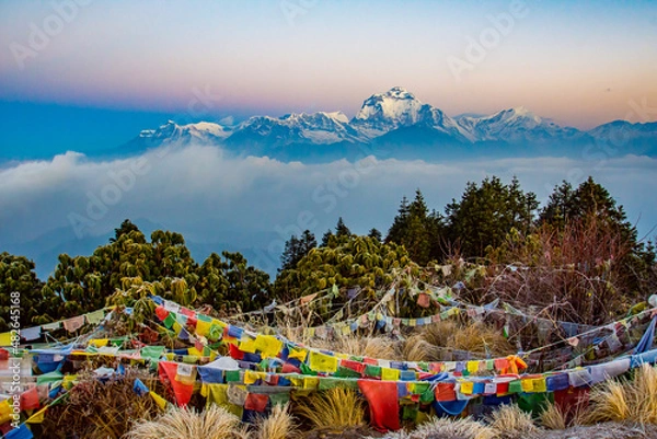 Obraz prayer flags with mountains in background