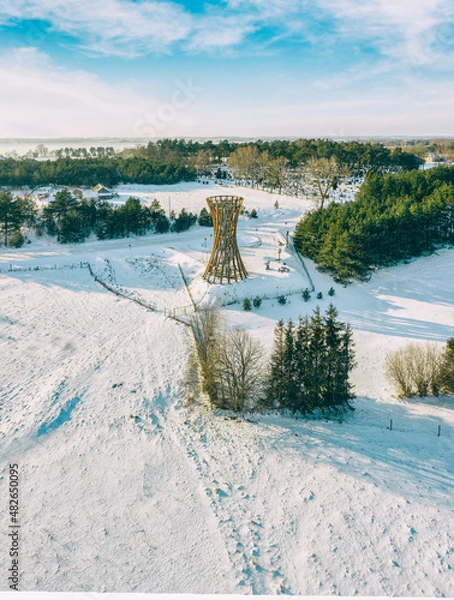 Obraz Meteliu look out tower, is a metal structure build between lakes dusia and Metelys in Lithuania