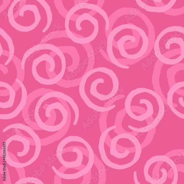 Fototapeta Seamless pattern with light pink curls on pink background. Vector design for textile, backgrounds, clothes, wrapping paper, web sites and wallpaper. Fashion illustration seamless pattern.