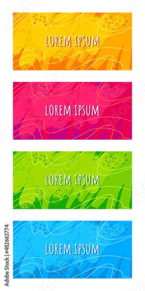 Fototapeta Colorful abstract cartoon background. The set is made in different color palettes.