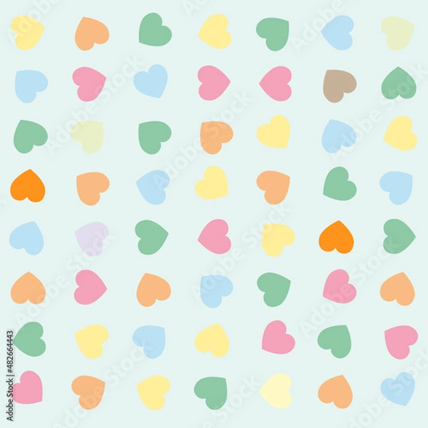 Obraz Pastel colored hearts pattern on blue background	
